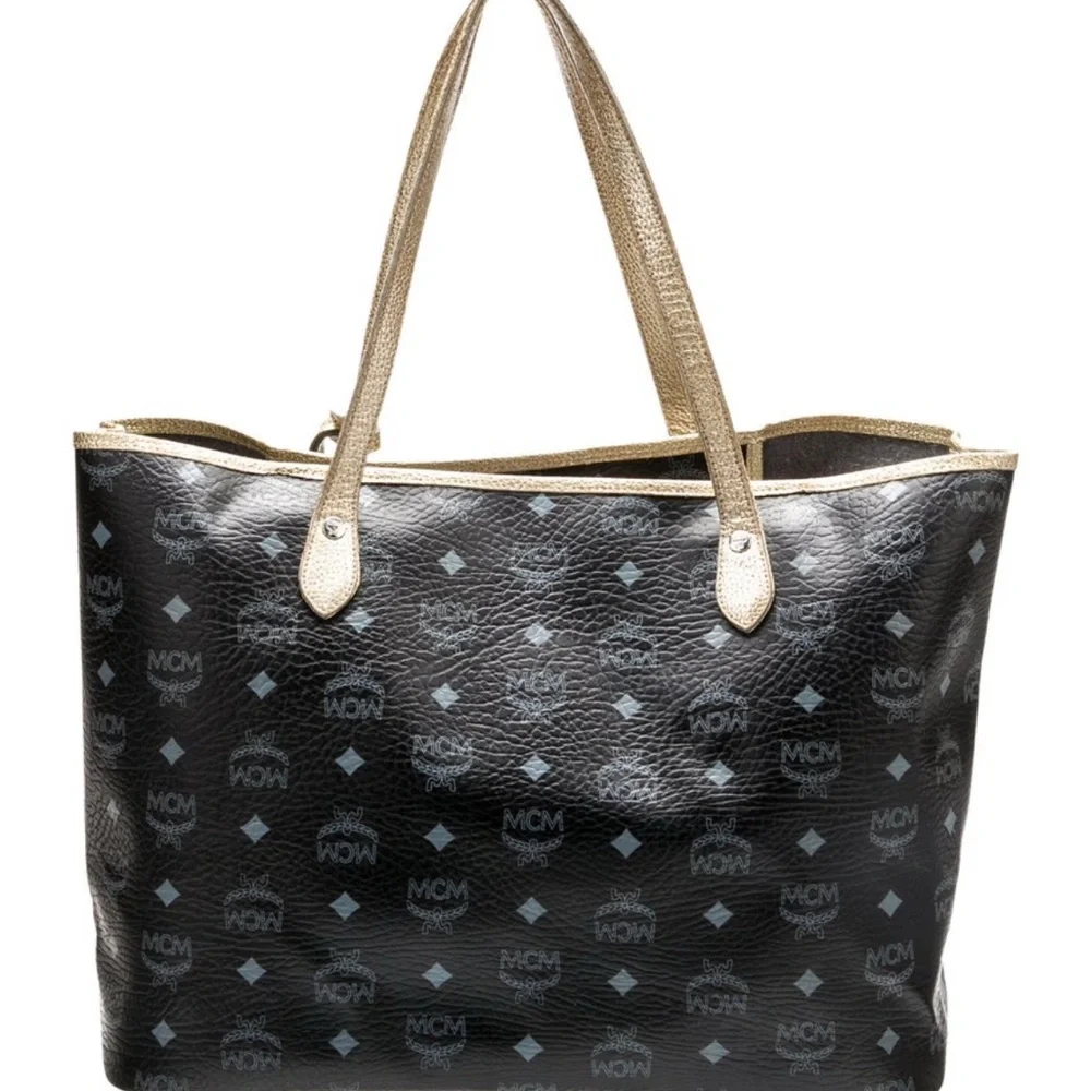 MCM Black Tote with Gold and Brown Accents - Picture 6 of 6